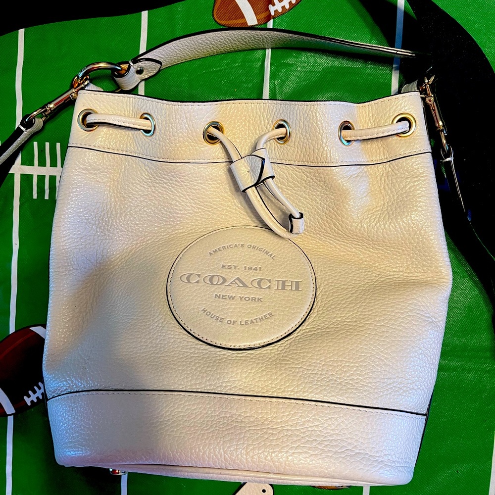 Coach Ivory Pebbled Leather Bucket Bag